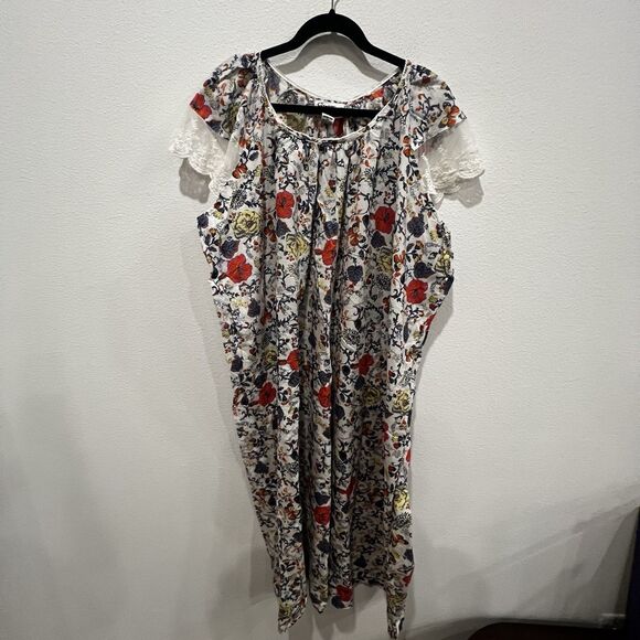 Expressions Other - Vtg Expressions Women’s Floral Embroidered Pleated Lace Nightgown Plus Sz 3XL